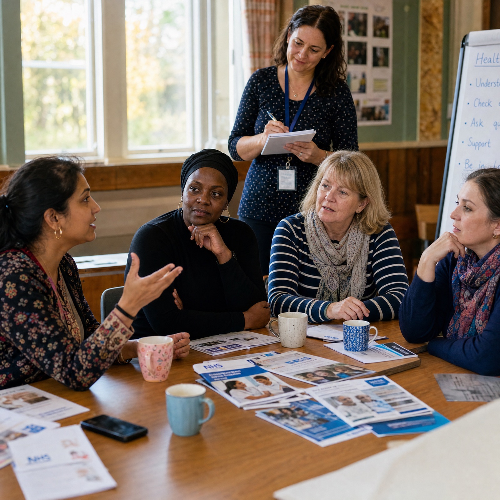 Adults taking part in a breathing workshop at a Motherwell community hall